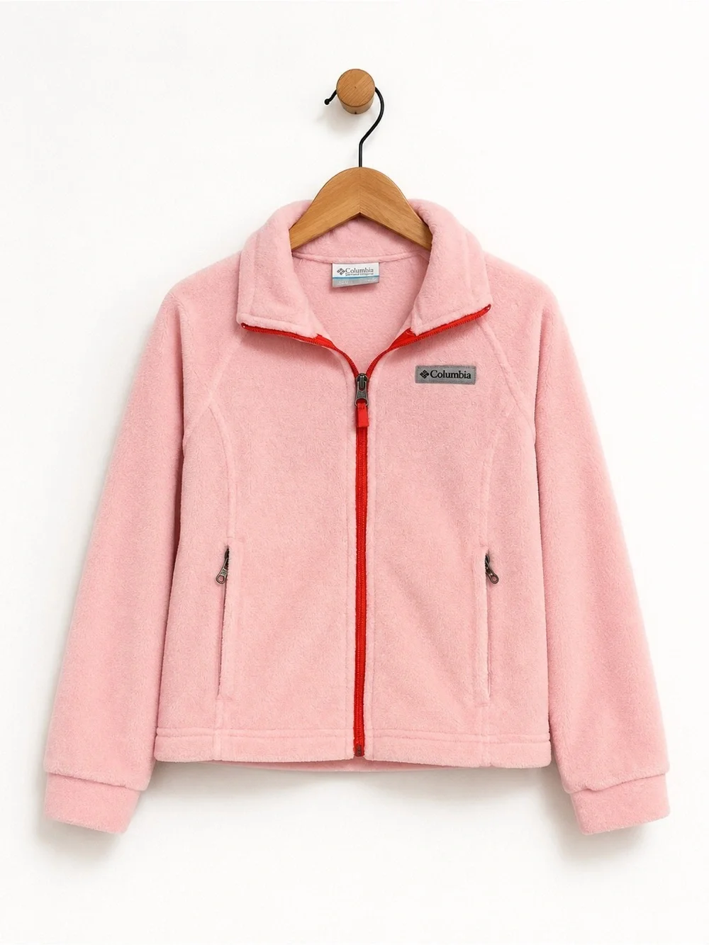 Columbia Girls Pink Fleece Zip Jacket XS 6/6X Lightweight Full Zip